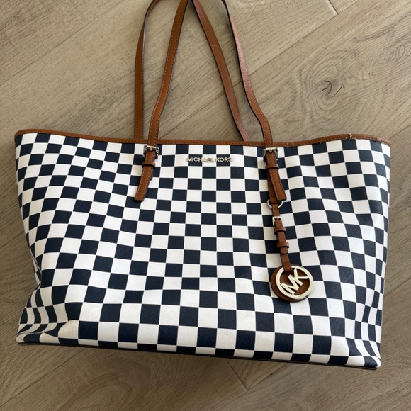 Michael Kors Navy Checkered Bag - Picture 2 of 3